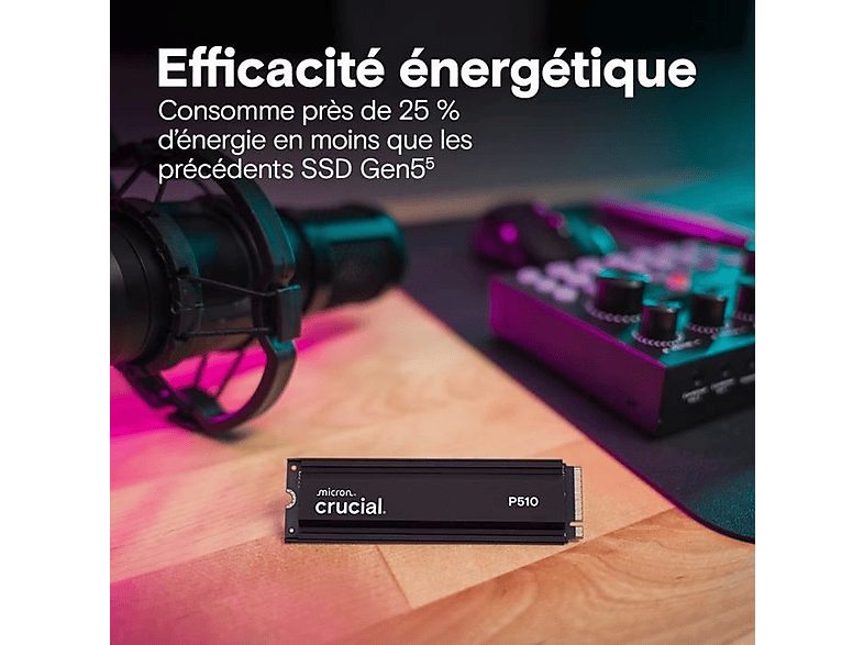 Disco duro SSD interno 2 TB - CRUCIAL P510 PCIe Gen5 NVMe con Heatsink, Interno, Negro — foto 5