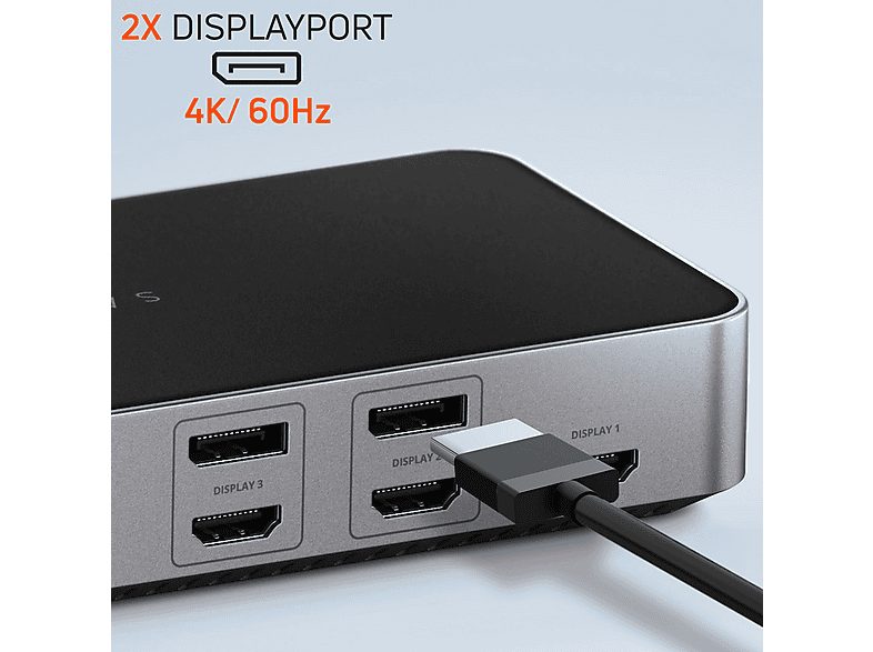 Docking de carga - SATECHI 4K Multi-Screen, 4 puertos, Gris — foto 8