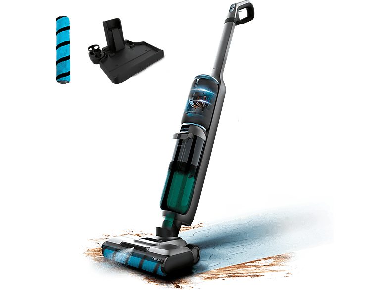 Fregona eléctrica - Cecotec FreeGo Wash&Vacuum Spray, Aspira y friega, 250 W, 700 ml, 35 min, Spray integrado, Incluye base de autolimpieza, Negro — foto 2