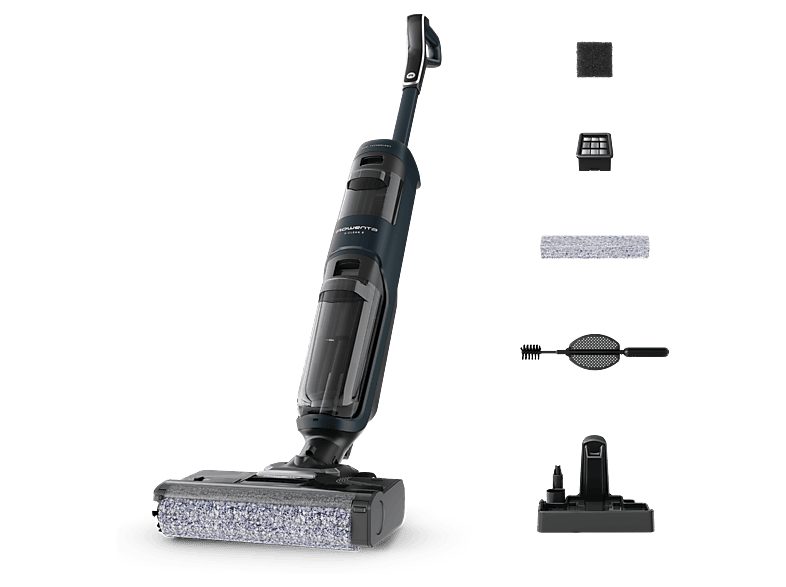 Fregona eléctrica - Rowenta X-Clean 2 GZ2251, Wet & dry, 35 min autonomía, Modos ECO/MAX, Ligera, 2 en 1, Aspira y friega, Autolimpieza, 120 W, Negro