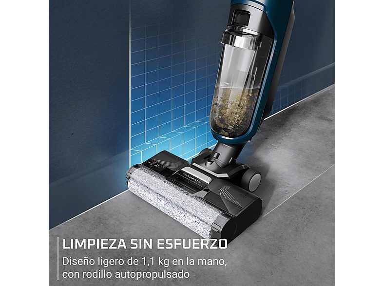 Fregona eléctrica - Rowenta X-Clean 2 GZ2251, Wet & dry, 35 min autonomía, Modos ECO/MAX, Ligera, 2 en 1, Aspira y friega, Autolimpieza, 120 W, Negro — foto 3