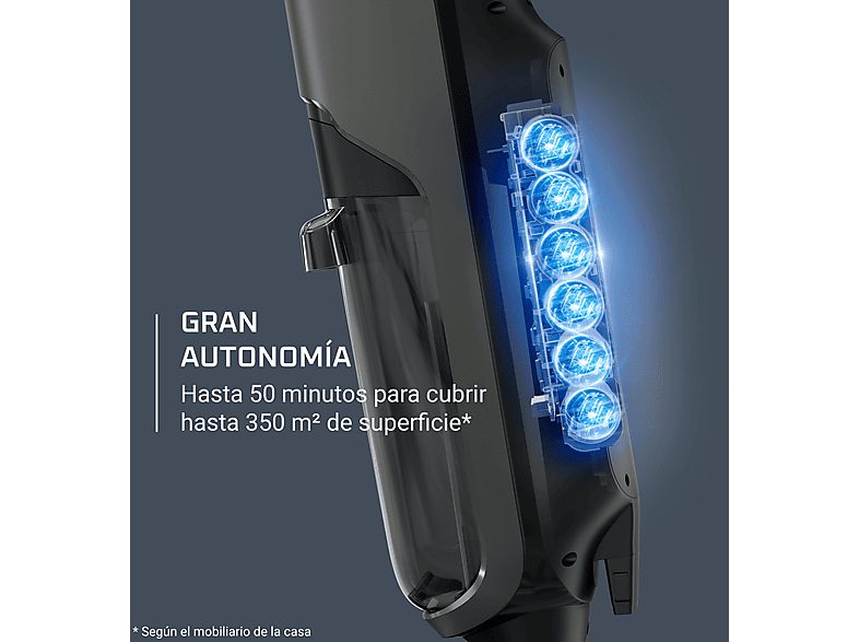 Fregona eléctrica  - Rowenta X Clean 4 GZ5035, 2 en 1, Aspira y friega, Sin cables, 200 W, Smart, Autonomía 50 min, Autolimpieza, Negro — foto 4