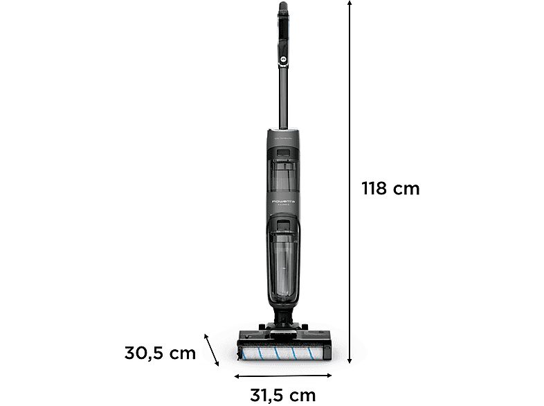 Fregona eléctrica  - Rowenta X Clean 4 GZ5035, 2 en 1, Aspira y friega, Sin cables, 200 W, Smart, Autonomía 50 min, Autolimpieza, Negro — foto 7