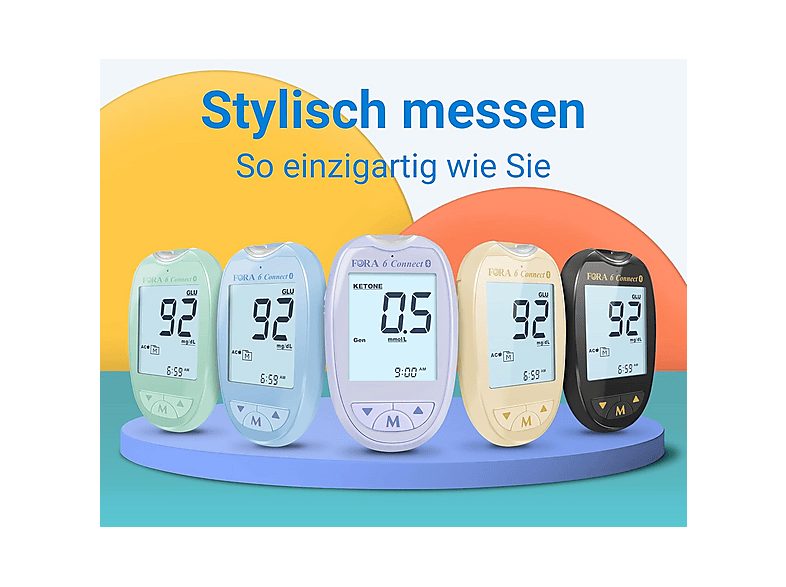 Glucómetro - FORA 6 Connect 4 en 1 con 4 paquetes de tiras reactivas, amarillo — foto 5