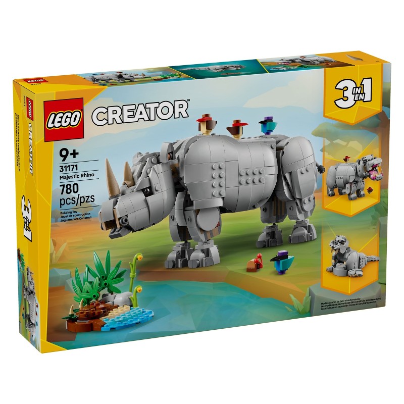 LEGO 31171 Fauna Salvaje: Poderoso Rinoceronte con Pájaros
