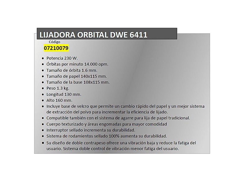 Lijadora  - DWE6411 DEWALT, Amarillo/Negro — foto 4