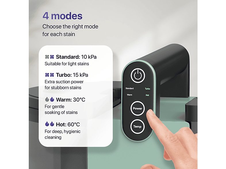 Limpiador de tapicerías - LUMAN A2, 1200 W, Potencia de succión 15 kPa, Depósito 1800 ml, Verde — foto 8