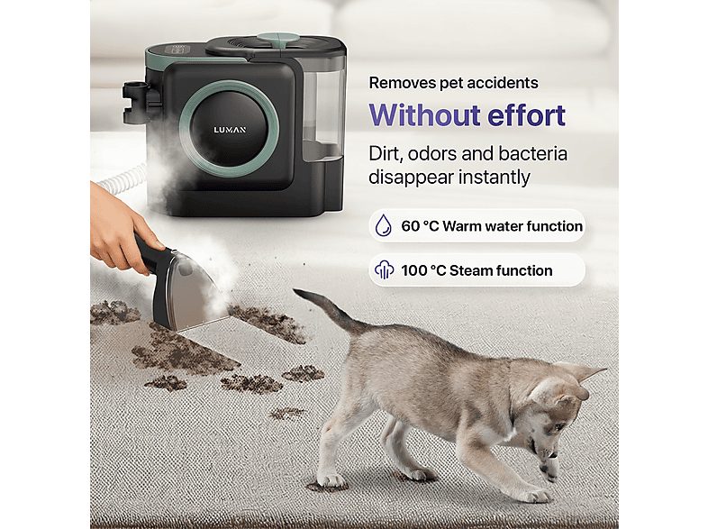 Limpiador de tapicerías - LUMAN A3 Pro, 1800 W, Potencia de succión 1800 W, Depósito 1800 ml, Verde — foto 5