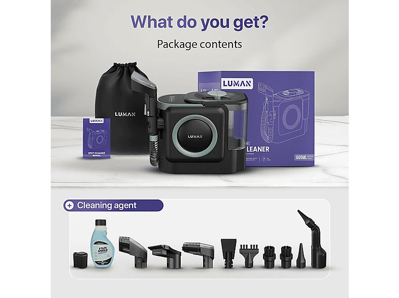 Limpiador de tapicerías - LUMAN A3 Pro, 1800 W, Potencia de succión 1800 W, Depósito 1800 ml, Verde — foto 7