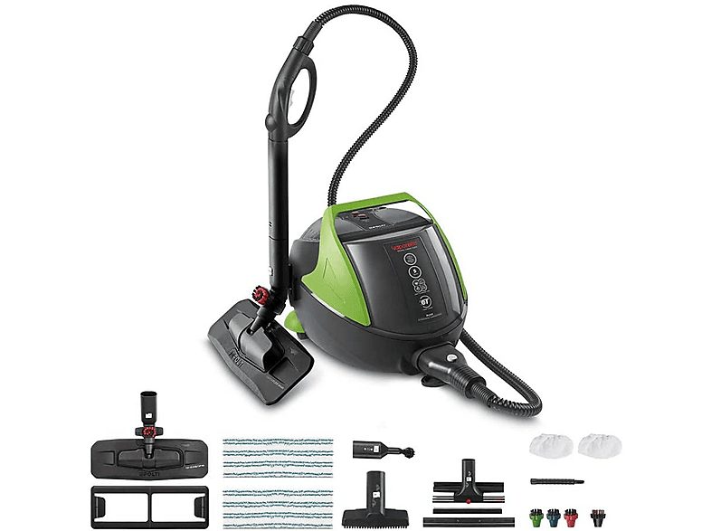 Limpiador de vapor - Polti Vaporetto Pro 95 Turbo Flexi, 1.3 l, 1100 W, 5 bares, Negro y Verde — foto 2