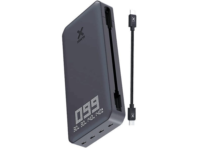 XTORM Powerbank - Xtorm Titan Ultra, 27000 mAh, 200W, 4 puertos, Carga rápida, Compatible con portátiles, Negro