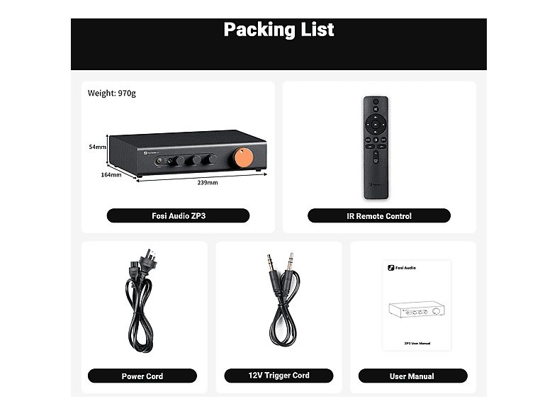 Preamplificador HiFi  - ZP3 FOSI AUDIO, Negro — foto 6