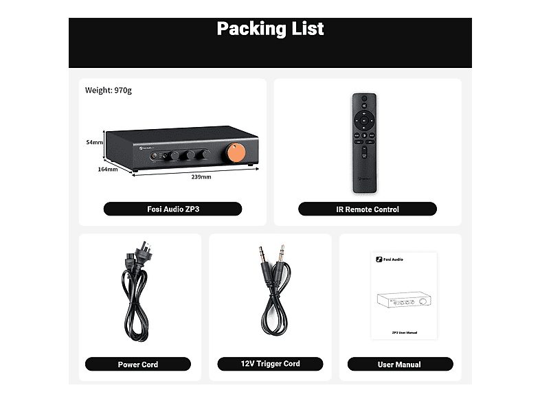 Preamplificador HiFi  - ZP3 FOSI AUDIO, Negro — foto 8