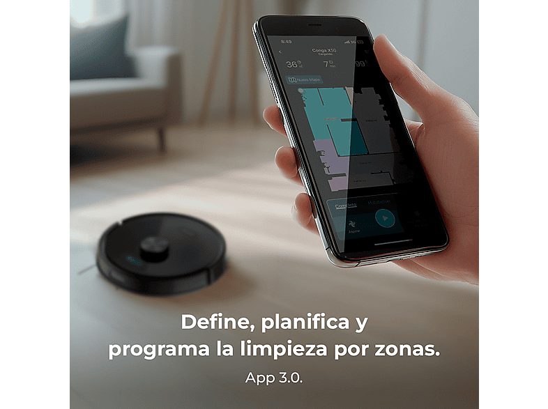 Robot aspirador - CECOTEC A01_EU01_114518, 35 W, Potencia de succión 20 kPa, Depósito 400 ml, Autonomía 180 min, Negro — foto 8