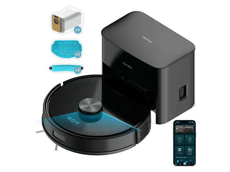 Robot aspirador - CECOTEC Conga Y70, 20 W, Potencia de succión 20000 kPa, Depósito 3 l, Autonomía 250 min, Negro — foto 2