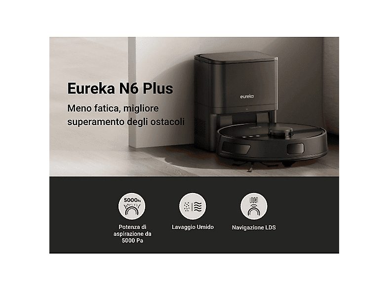 Robot Aspirador - EUREKA N6 PLUS, 50 W, Depósito 1 l, Autonomía 84 min, Black — foto 5