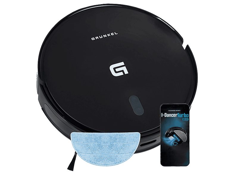 GRUNKEL Robot Aspirador - GRUNKEL I-DANCERTURBOBRUSH, 45 W, Potencia de succión 5 kPa, Depósito 250 ml, Autonomía 150 Min., Black
