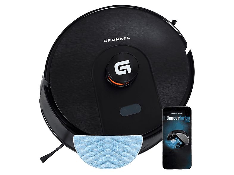 GRUNKEL Robot Aspirador - GRUNKEL I-DANCERTURBOLASER, 45 W, Depósito 250 ml, Autonomía 150 Min., Black