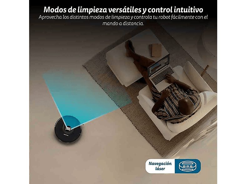 Robot Aspirador - GRUNKEL I-DANCERTURBOLASERDUST, 45 W, Potencia de succión 8000 kPa, Depósito 250 ml, Autonomía 120 Min., Black — foto 2