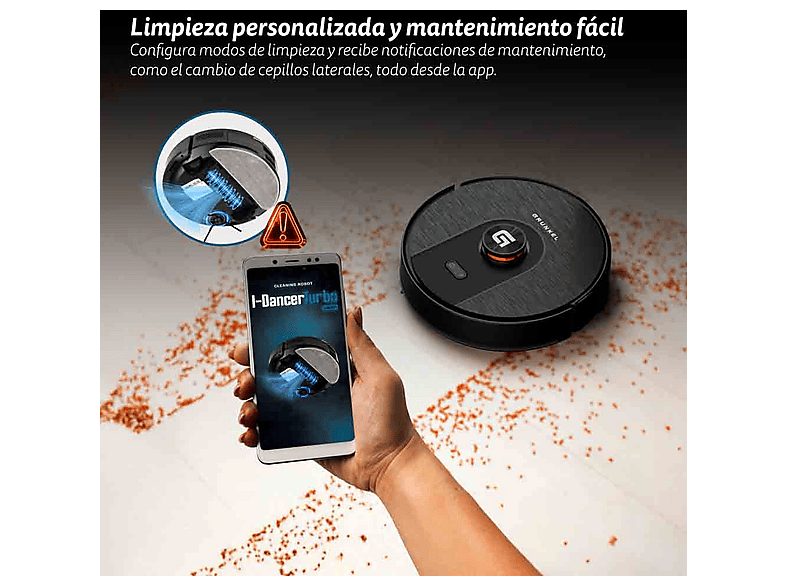 Robot Aspirador - GRUNKEL I-DANCERTURBOLASERDUST, 45 W, Potencia de succión 8000 kPa, Depósito 250 ml, Autonomía 120 Min., Black — foto 4