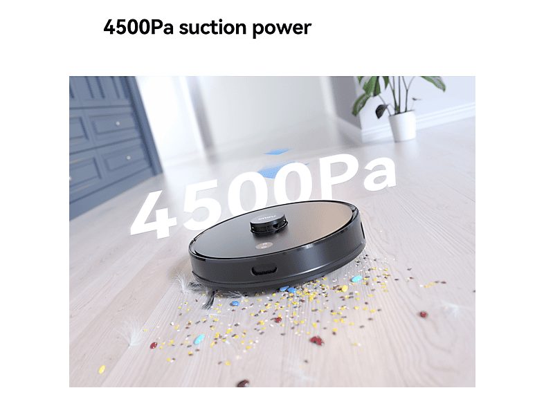 Robot aspirador - IMOU RV1, Potencia de succión 4500 kPa, Depósito 300 ml, Autonomía 110 min, Negro — foto 8
