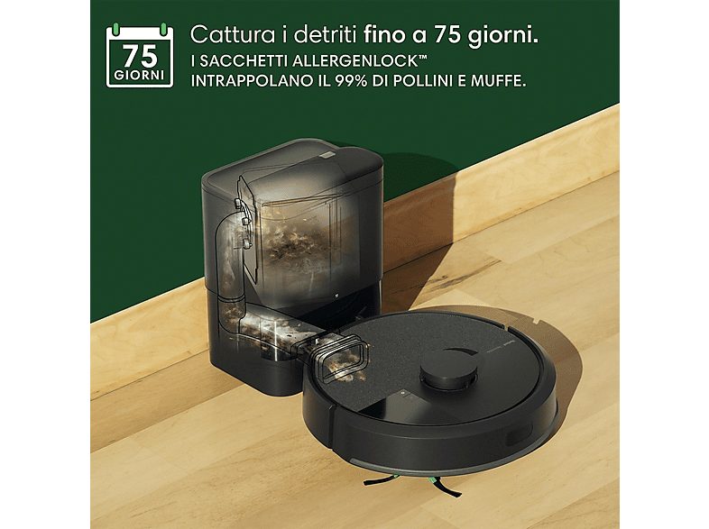 Robot aspirador - IROBOT Roomba 105 Combo Robot + AutoEmpty, 120 W, Potencia de succión 7 kPa, Depósito 0,24 l, Autonomía 120 min, Negro — foto 3