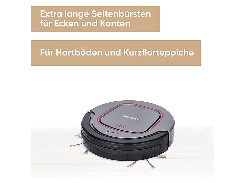 Robot aspirador - SEVERIN RB 7025, 17 W, Depósito 0,35 l, Autonomía 90 min, Gris — foto 2