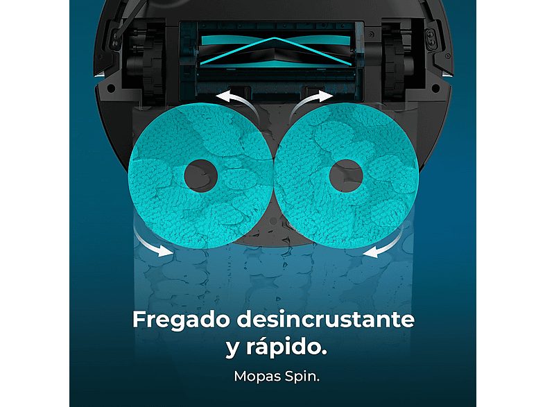 Robot friegasuelos - Cecotec Conga X50, 50 W, 240 min autonomía, Navegación láser, Fregado spin, 15000 Pa, Negro — foto 3
