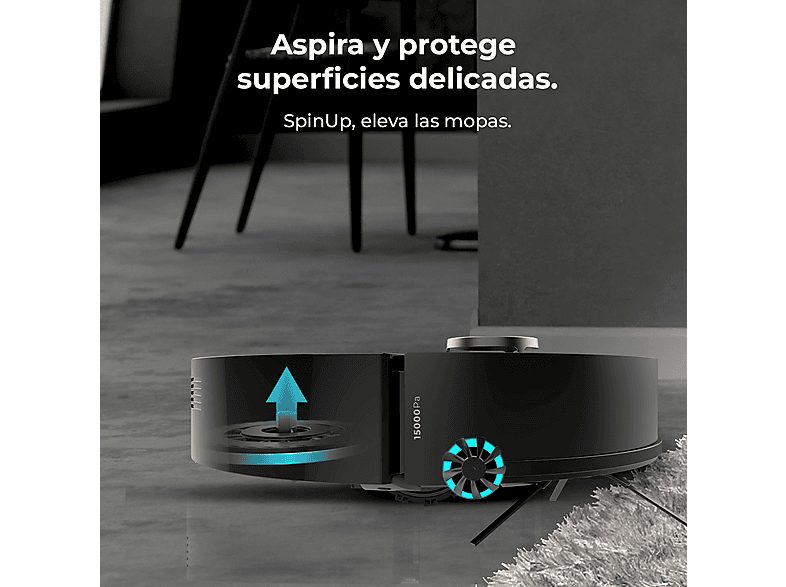 Robot friegasuelos - Cecotec Conga X50, 50 W, 240 min autonomía, Navegación láser, Fregado spin, 15000 Pa, Negro — foto 6