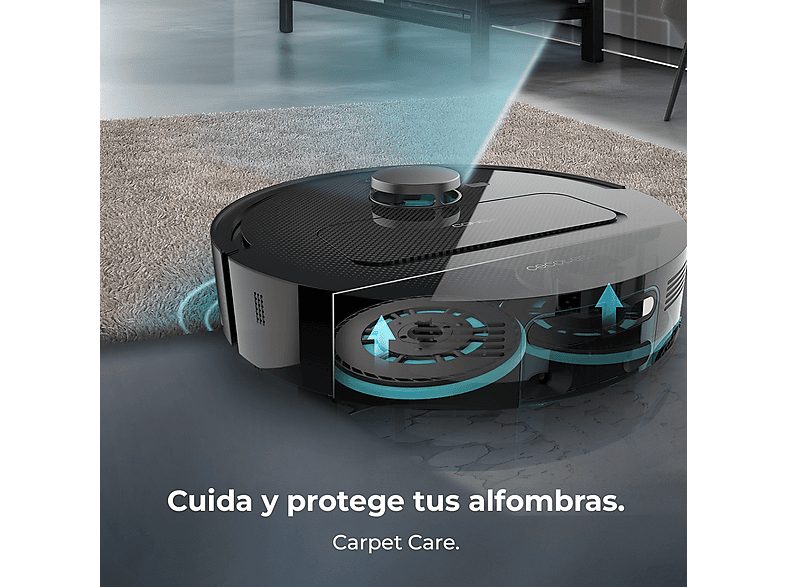 Robot friegasuelos - Cecotec Conga X50, 50 W, 240 min autonomía, Navegación láser, Fregado spin, 15000 Pa, Negro — foto 8