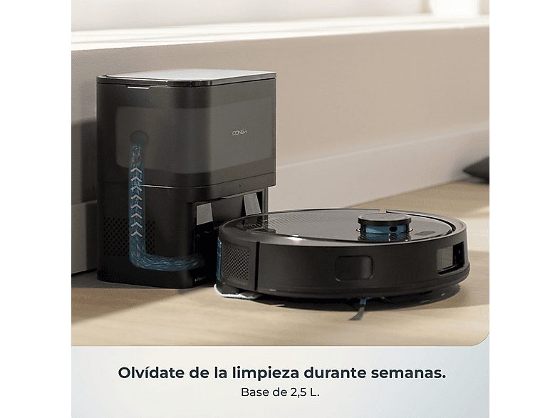 Robot friegasuelos - Cecotec Conga Y80, Navegación inteligente, Programable, 13000 Pa succión, Base de 2,5L, Cepillo para mascotas, Negro — foto 5