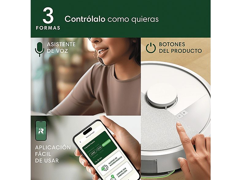 Robot friegasuelos - iRobot Roomba® 105 Combo Y311240, 12.8V, 200 ml, Autonomía 2h, Blanco — foto 3