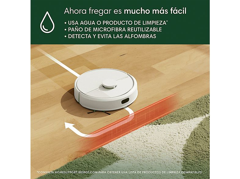 Robot friegasuelos - iRobot Roomba® 105 Combo Y351240, 12.8V, Capacidad de la Base 75 días, Autonomía 2h, Blanco — foto 5