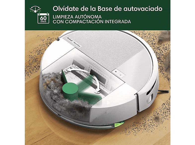 Robot friegasuelos - iRobot Roomba 205 Combo DustCompactor, 1820 ml, 12.8 V, Autonomía 3 h, 63 dB(A), Blanco — foto 4