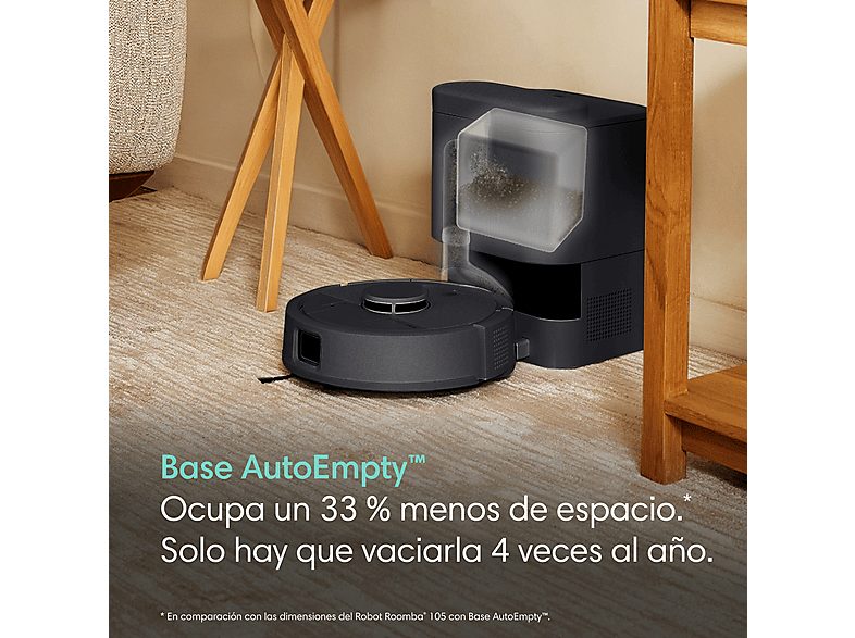 Robot friegasuelos - iRobot Roomba® Mini, 7 kPa Succión, Autonomía 1.5 h, Sistema de Navegación con LiDAR, Base  Autoempty, Negro — foto 9