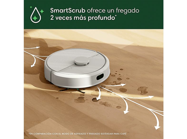 Robot friegasuelos - iRobot Roomba® Plus 405 Combo, 295 ml Depósito Polvo, 3l Depósito Agua Base, 3h Autonomía, Blanco — foto 4