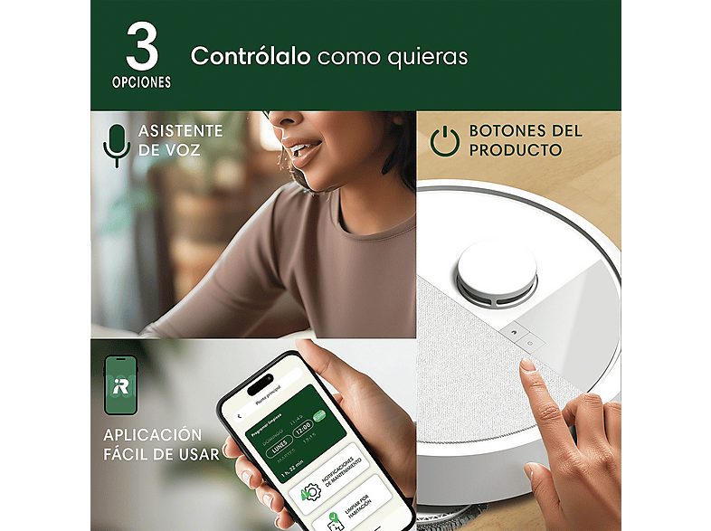Robot friegasuelos - iRobot Roomba® Plus 405 Combo, 295 ml Depósito Polvo, 3l Depósito Agua Base, 3h Autonomía, Blanco — foto 8