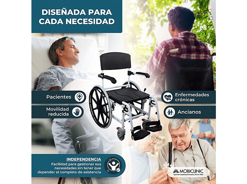 Silla de baño - MOBICLINIC Calígula, Negro — foto 10