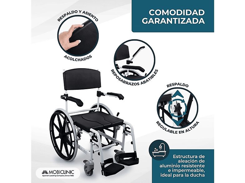 Silla de baño - MOBICLINIC Calígula, Negro — foto 3