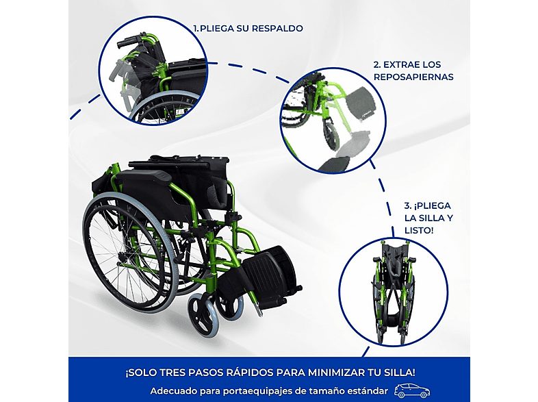 Silla de ruedas - MOBICLINIC Bolonia, Verde — foto 3