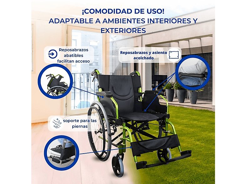 Silla de ruedas - MOBICLINIC Bolonia, Verde — foto 5