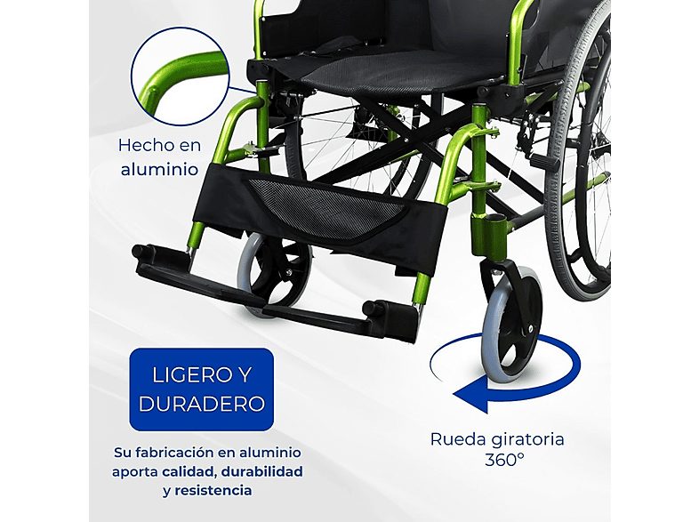 Silla de ruedas - MOBICLINIC Bolonia, Verde — foto 6