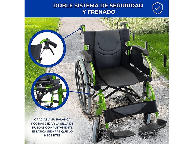 Silla de ruedas - MOBICLINIC Bolonia, Verde — foto 7