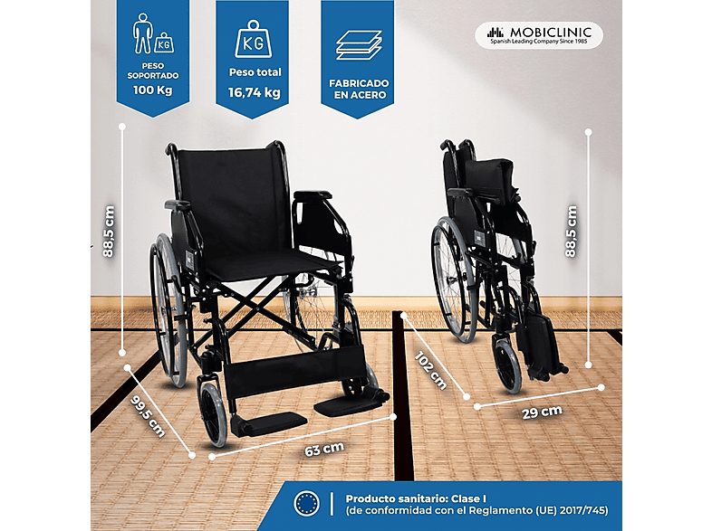 Silla de ruedas - MOBICLINIC Catedral, Negro — foto 2