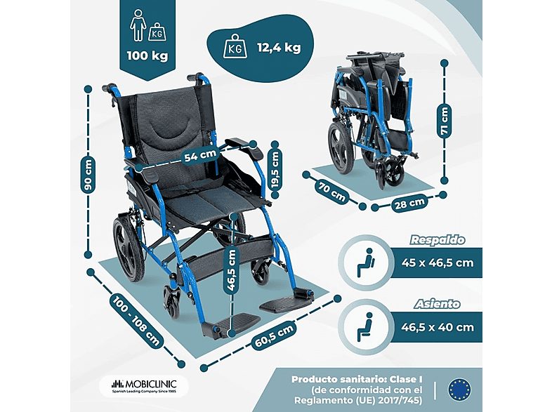 Silla de ruedas - MOBICLINIC Faraón, Azul — foto 2