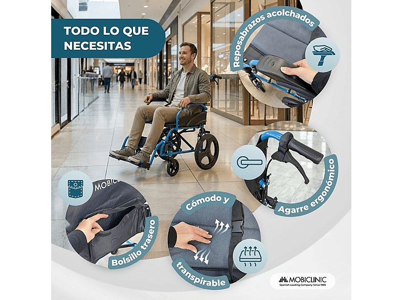 Silla de ruedas - MOBICLINIC Faraón, Azul — foto 3