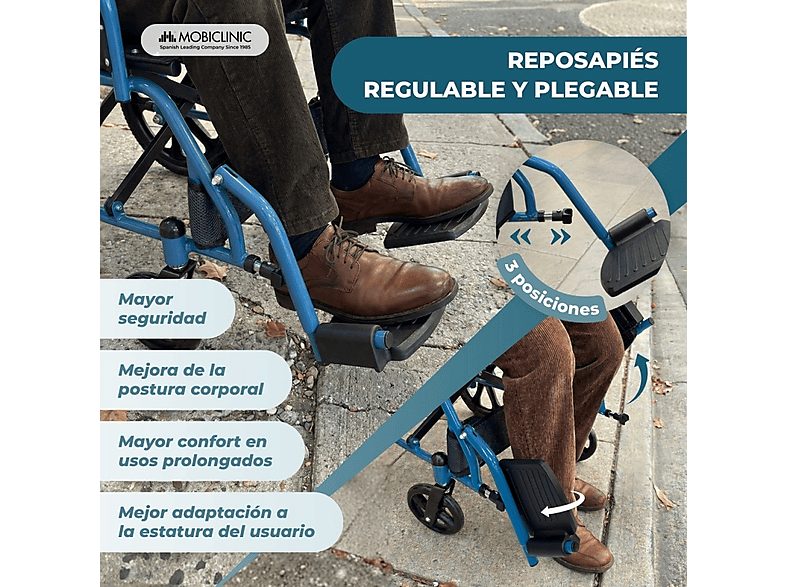 Silla de ruedas - MOBICLINIC Faraón, Azul — foto 5