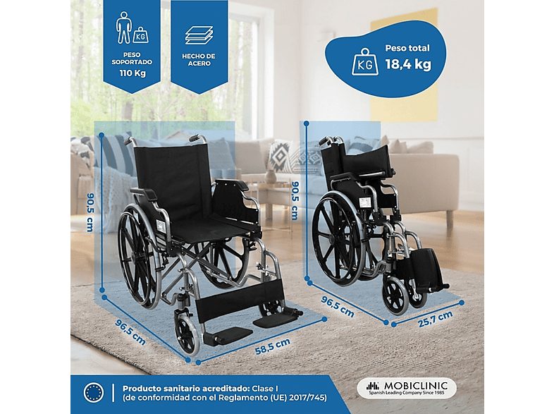 Silla de ruedas - MOBICLINIC Giralda, Gris — foto 2