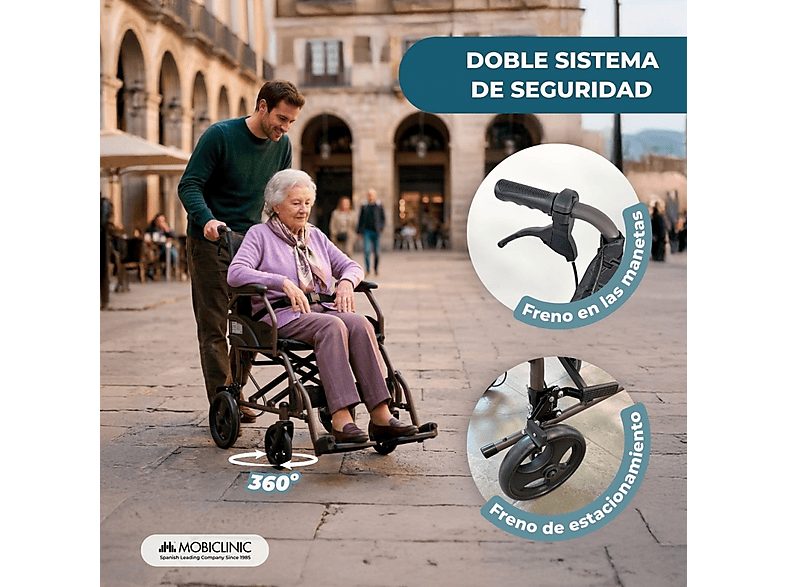 Silla de ruedas - MOBICLINIC Kefren, Gris — foto 4