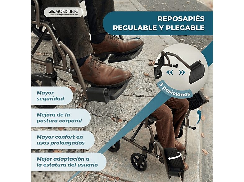 Silla de ruedas - MOBICLINIC Kefren, Gris — foto 5